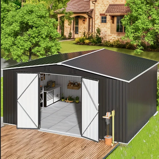 VIWAT Outdoor Metal Storage Shed With Lockable Door and Frame