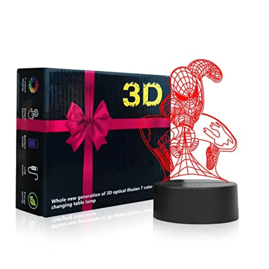 3D Illusion LED Night Light, Visual Creative 7 Colors Gradual Changing Touch Switch USB Table Lamp for Holiday Gifts or Home De