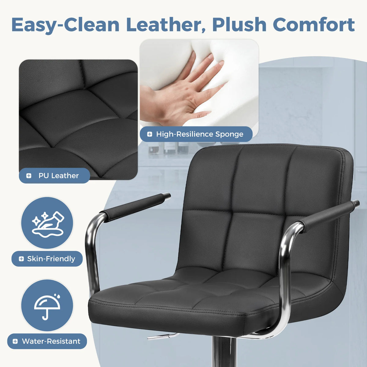 JHK Ergonomic Swivel Counter Height Office Chair With Padded Seat