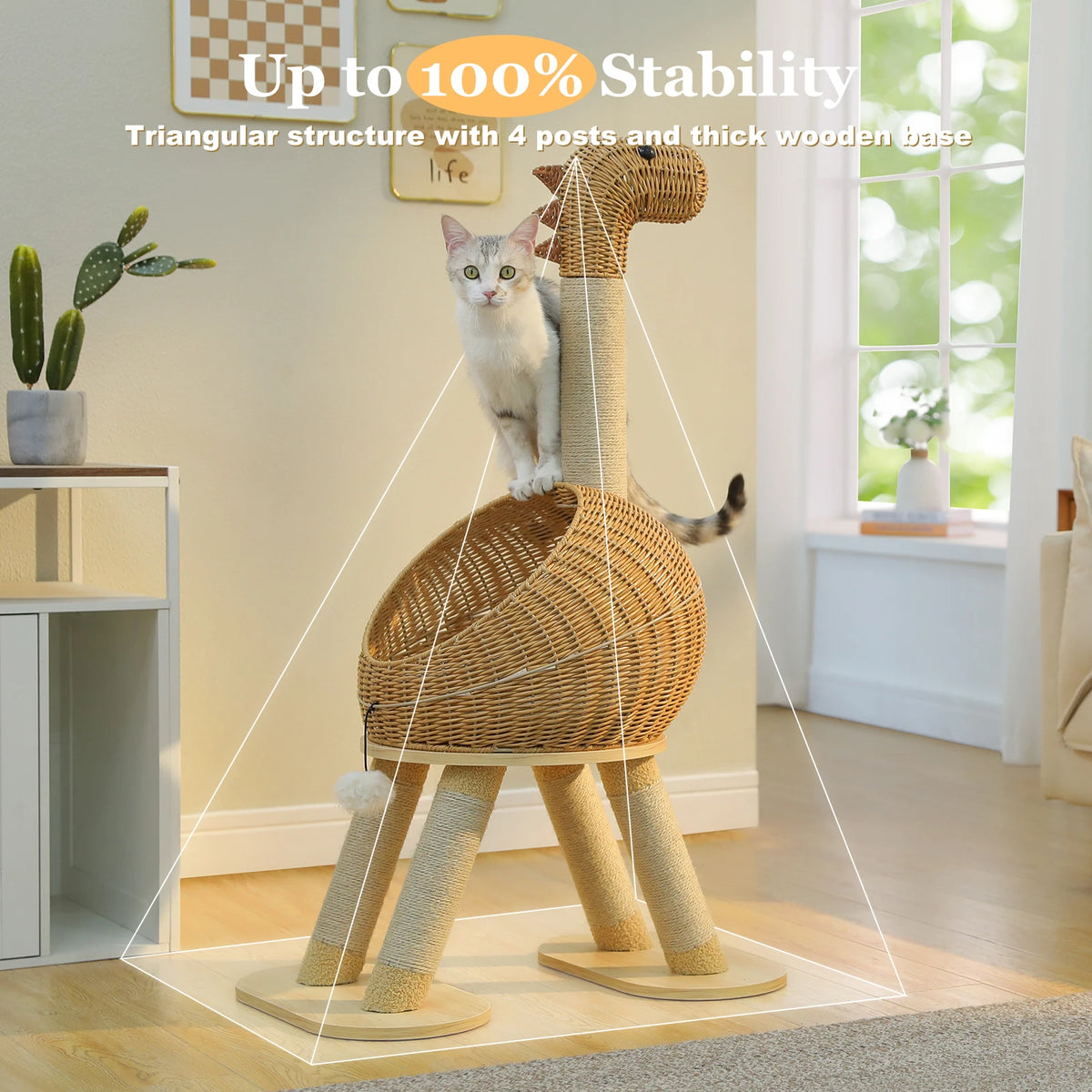 Pawz Road Dinosaur Cat Tower Sisal Scratching Post Rattan Bed