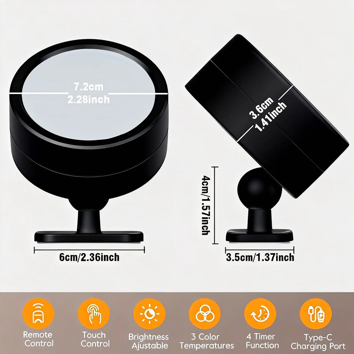 2PCS Magnetic LED Wall Sconce Light USB Rechargeable Dimmable 3 Color Temperatures Warm Cool Daylight Remote & Touch Dual Control 360° Rotation Wall Mount Lamp for Bedroom Study Reading Living Room Hallway Closet Stairway In