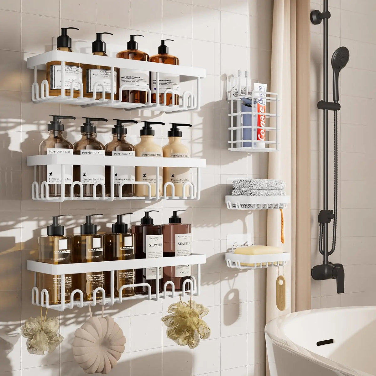 Stainless Steel Shower Caddy Organizer Wall Mounted Bathroom Shelf