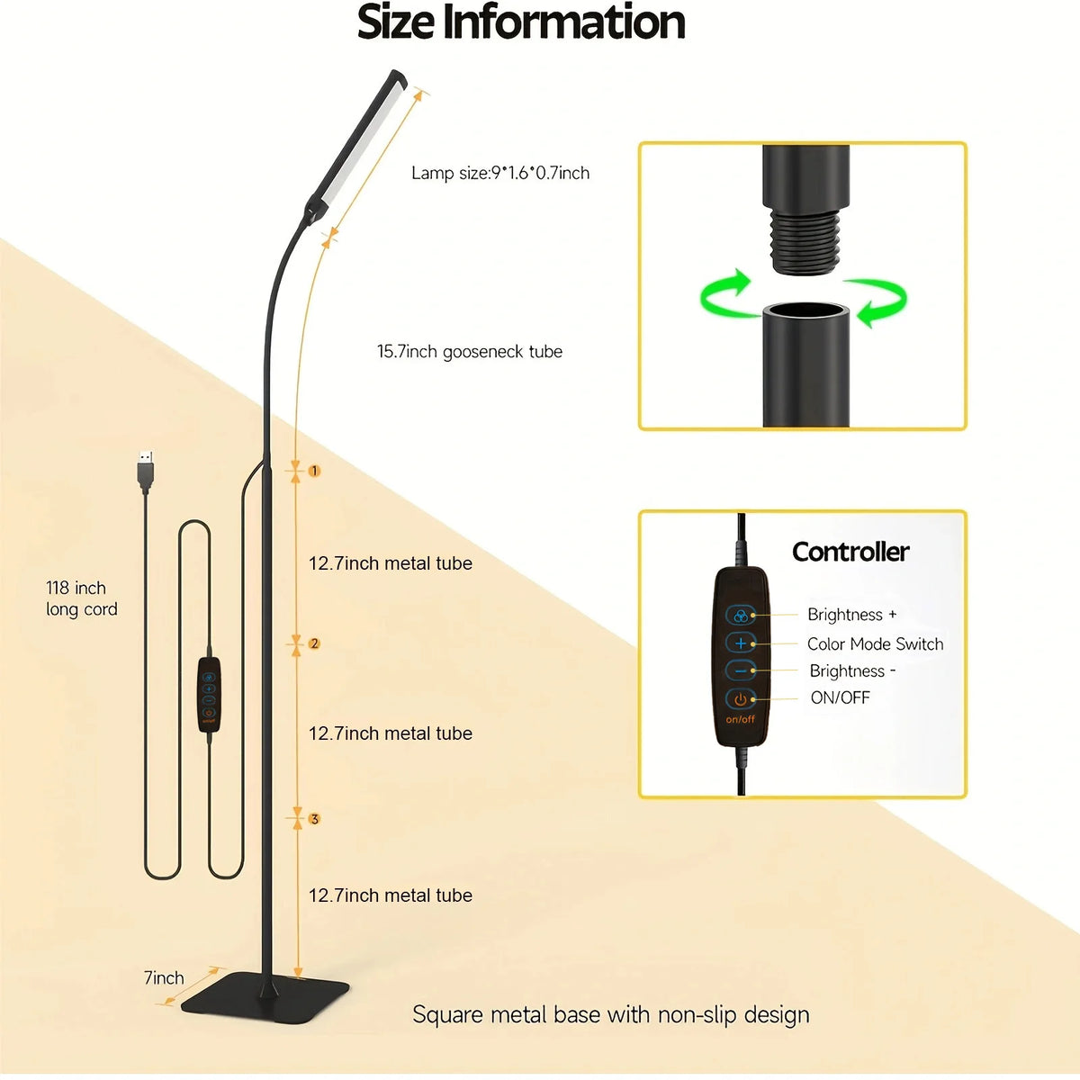 DUMILOO LED Floor Lamp With Flexible Gooseneck And Dimming