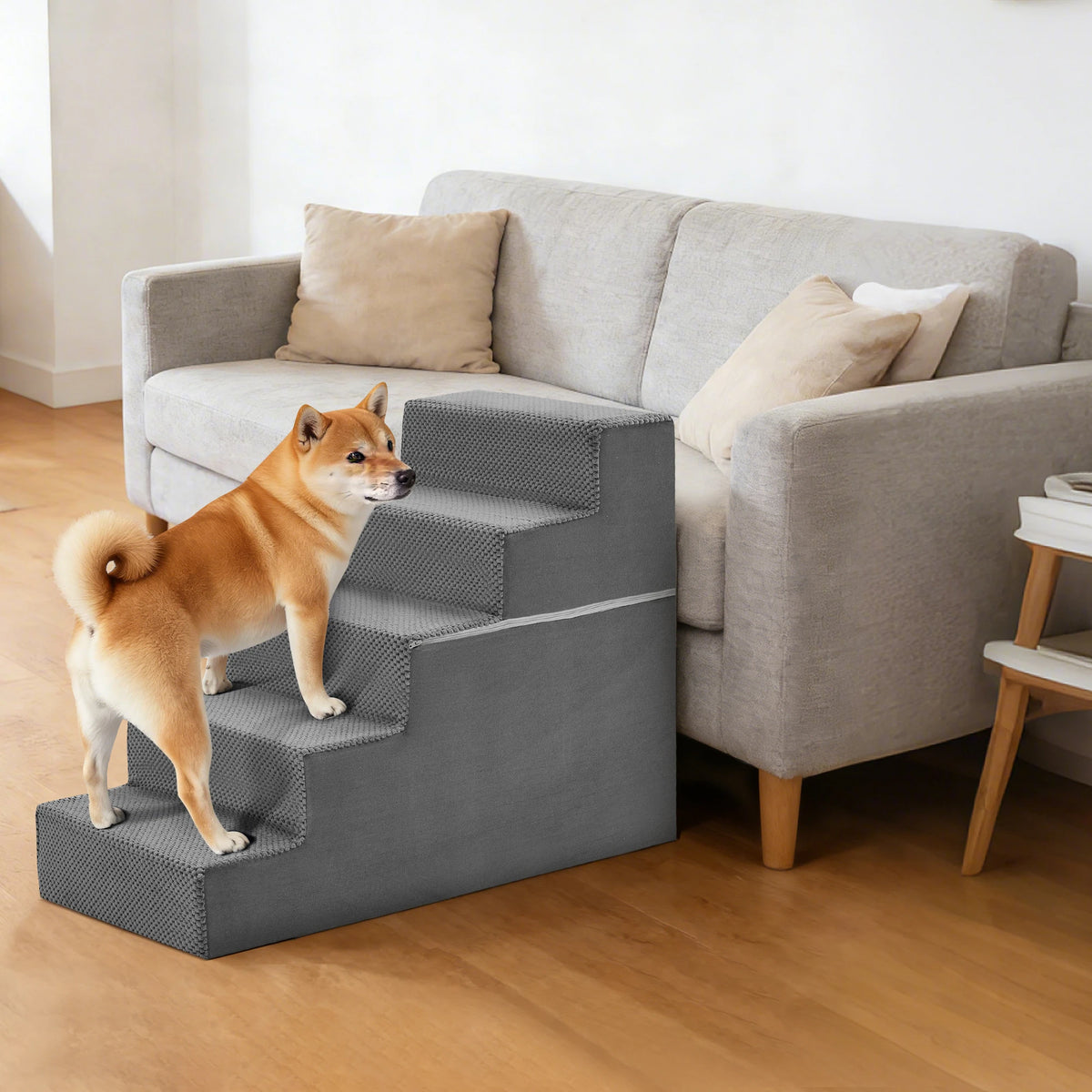 Foam Dog Stairs Ramp With Curved Non Slip Climbing Steps