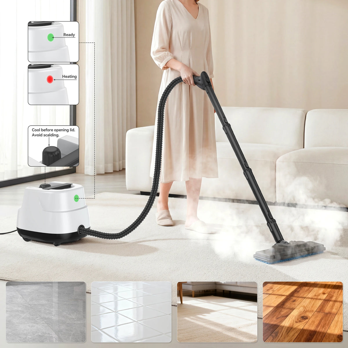 Handheld Steam Cleaner With Attachments For Deep Home Cleaning