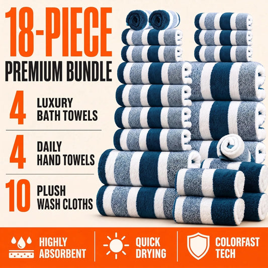 18 Luxury Bath Towels Quick Dry Absorbent Plush Coral Fleece