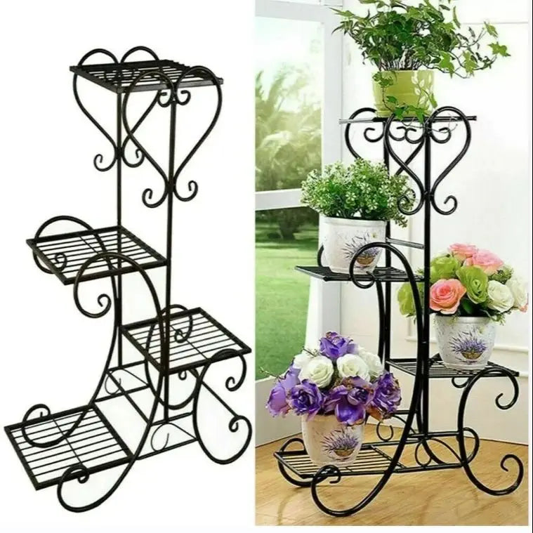 Four Tier Metal Plant Stand For Indoor Outdoor Garden Rack