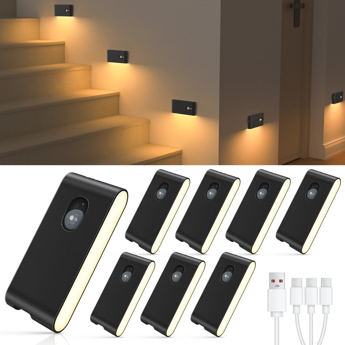 Willed Motion Sensor Stair Lights Wireless Rechargeable Indoor Night Light