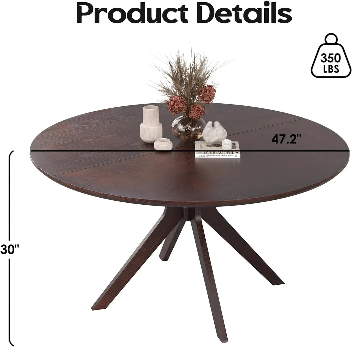 Farini Modern Round Natural Wood Dining Table For Household