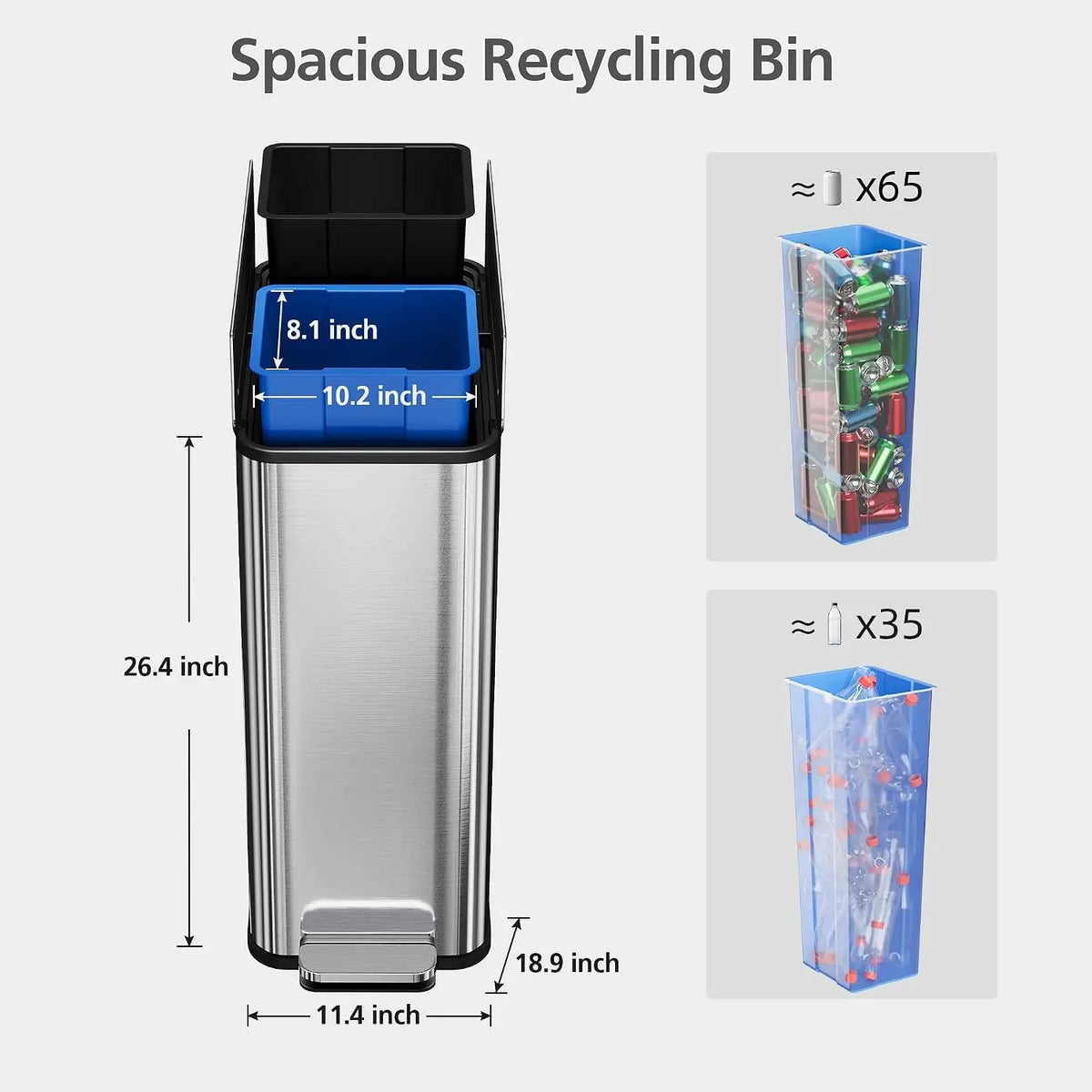 Garvee Modern Dual Step Kitchen Trash Bin With Soft Close