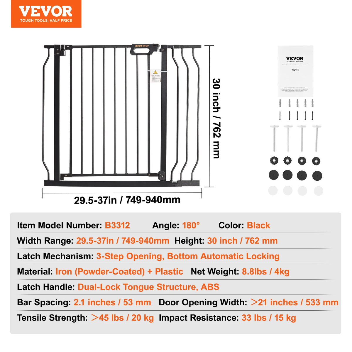 SucceBuy Pressure Mount Baby Gate For Dogs And Children