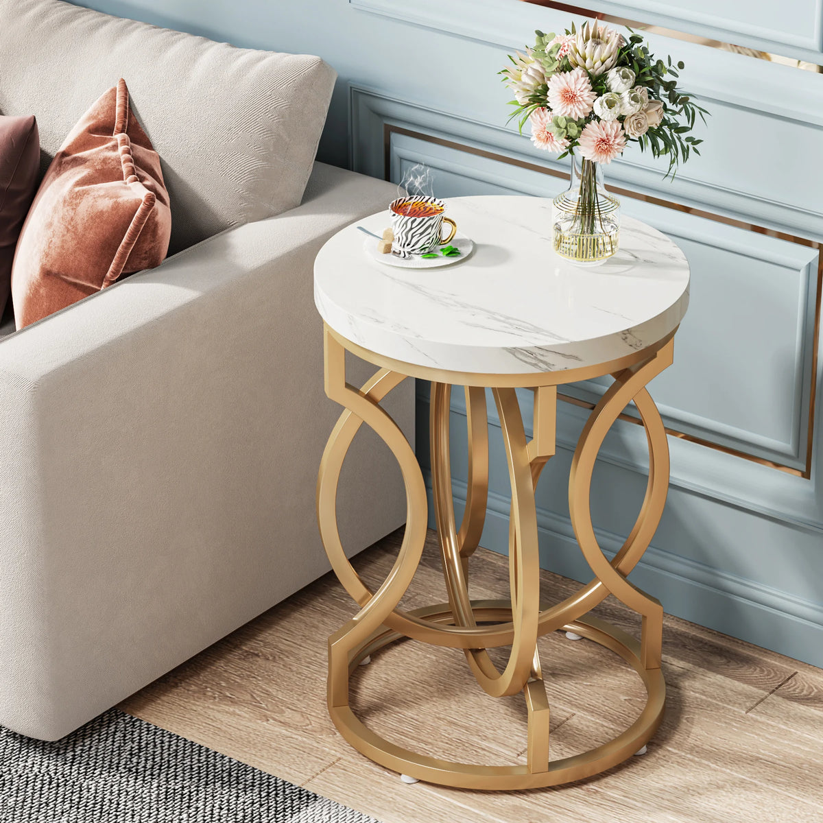 Tribesigns Modern Round End Table With Durable Wood Top
