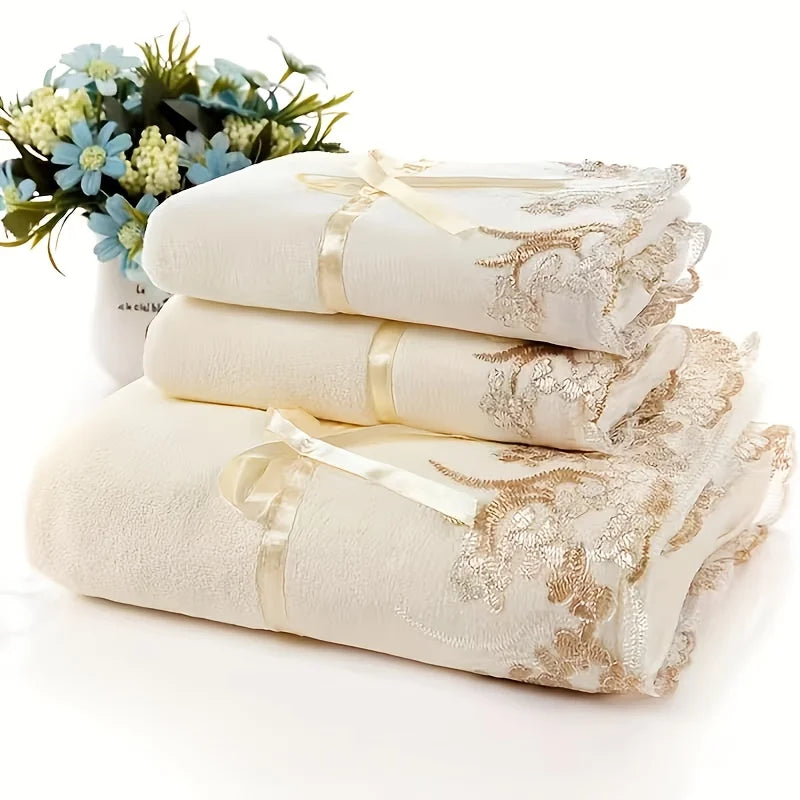 Ultra Soft Absorbent Microfiber Three Piece Towel Set