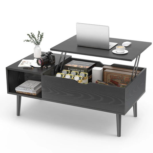 JHK Lift Top Coffee Table With Adjustable Wooden Storage