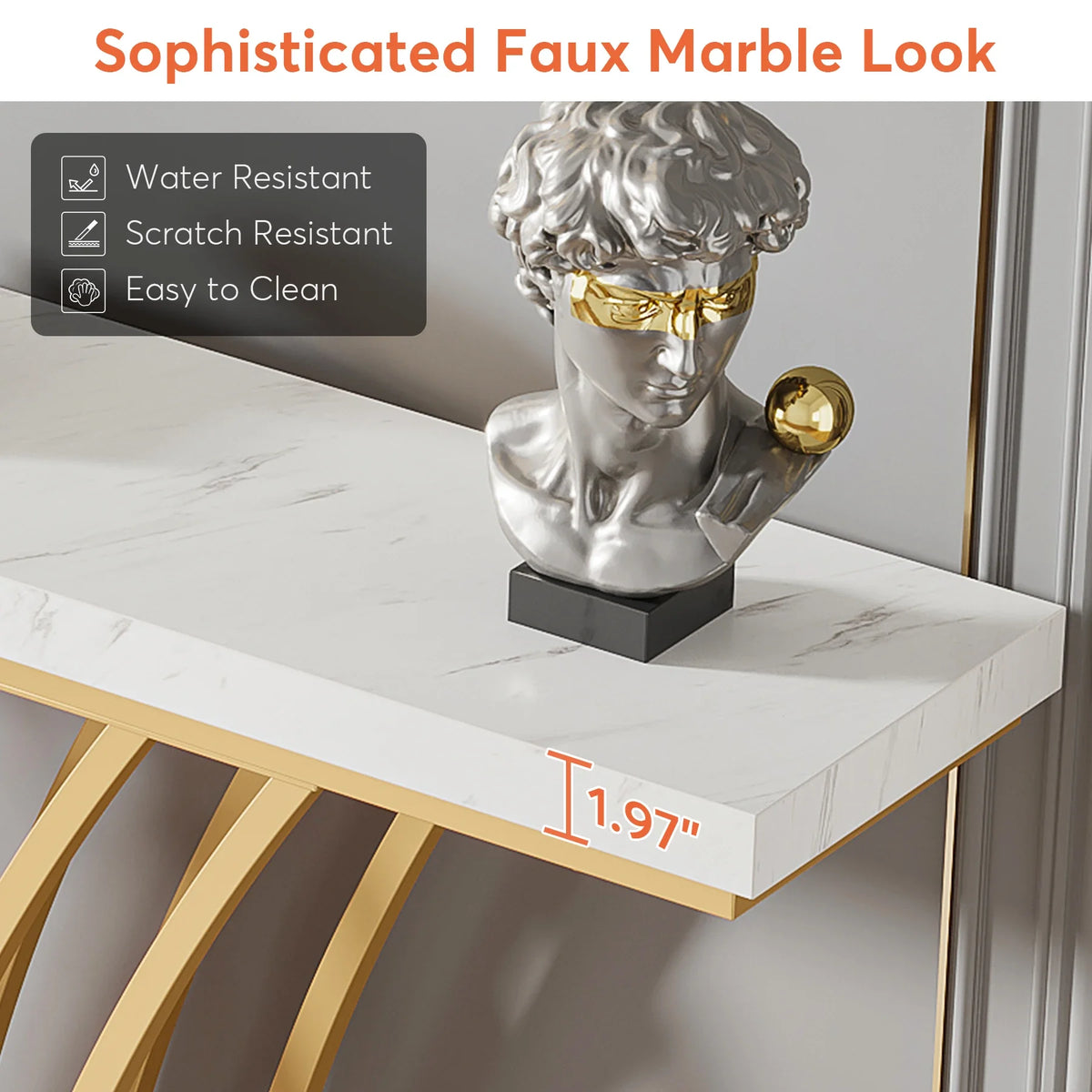 Tribesigns Modern Metal Console Table with Grid Base for Entryway