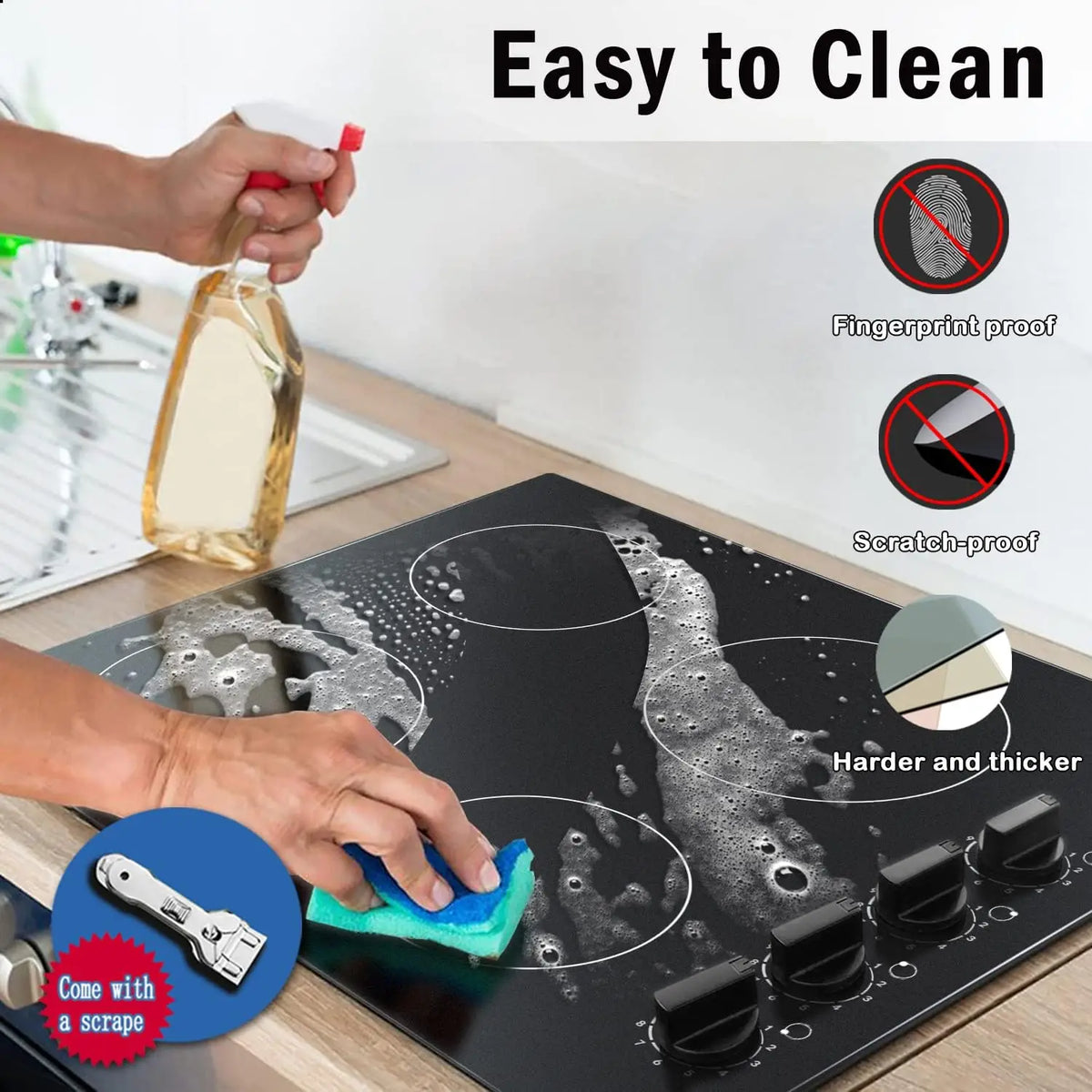 Karinear Electric Cooktop With Four Heated Burners And Manual Controls