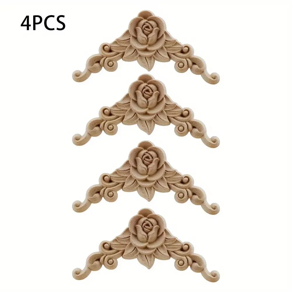 Decorative Wooden Carved Corner Appliques For Walls And Doors