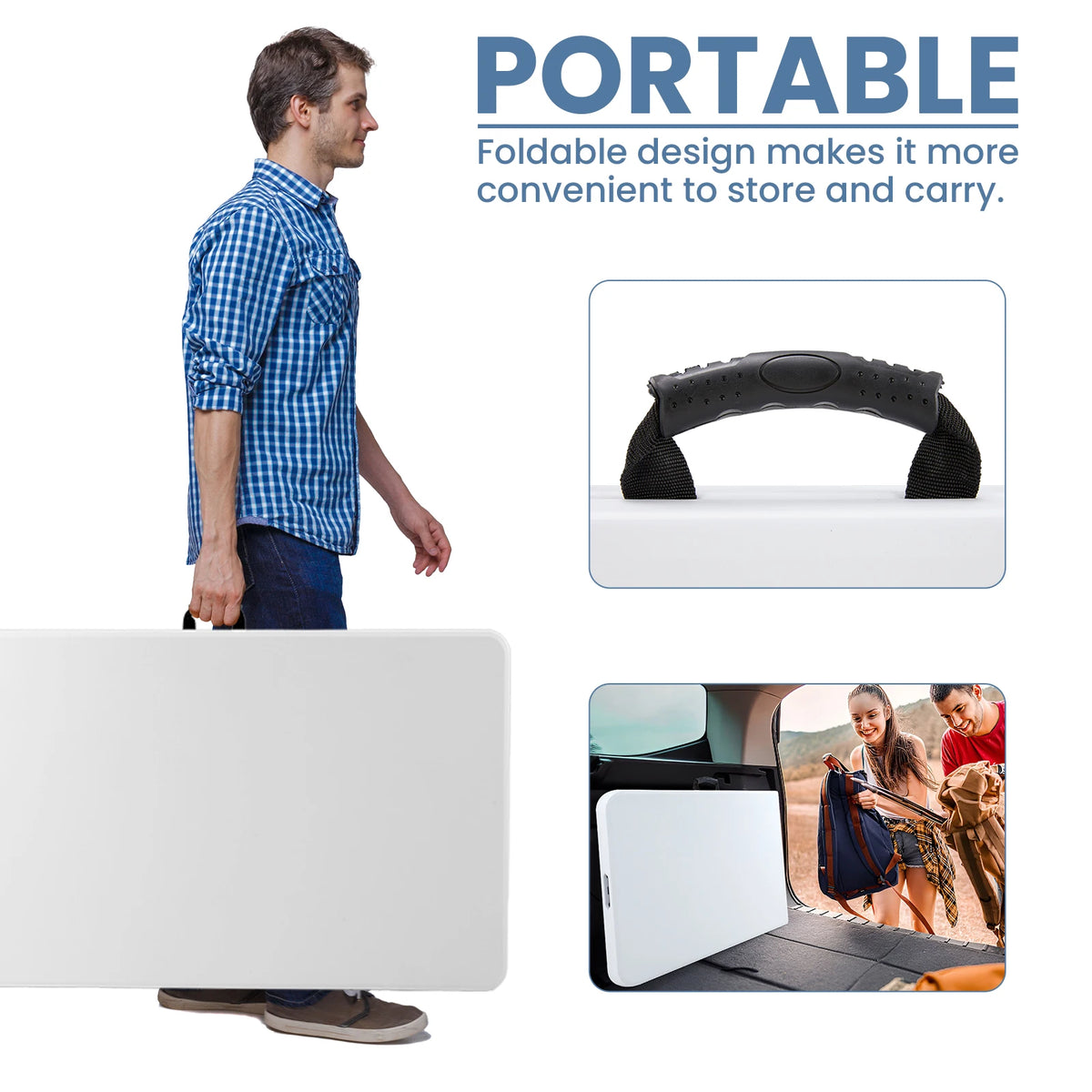 JHK Portable Folding Outdoor Indoor Table With Carrying Handle