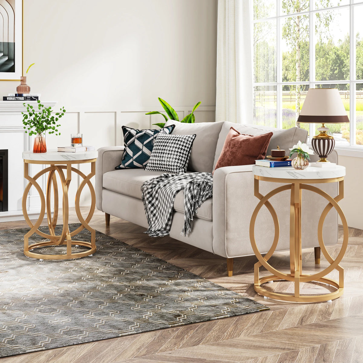 Tribesigns Modern Round End Table With Durable Wood Top