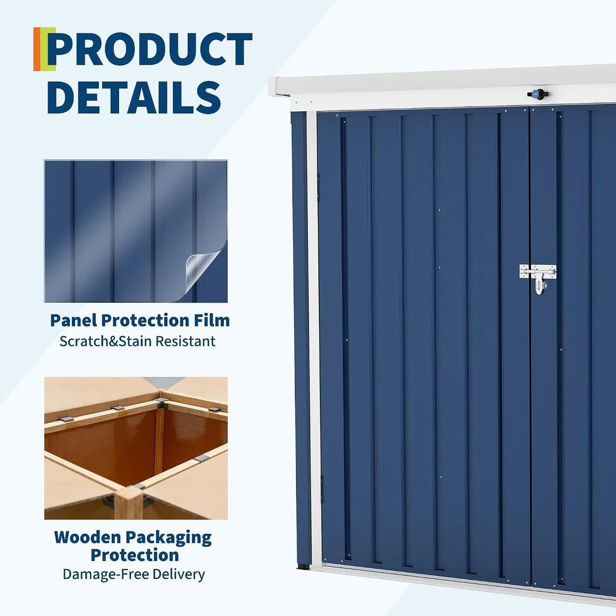Outdoor Metal Trash Can Storage Shed With Lockable Weatherproof Design