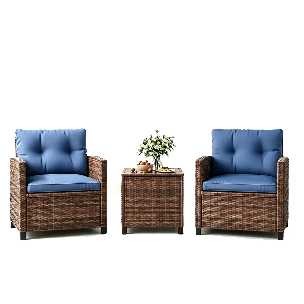 HiMISS Outdoor Wicker Bistro Set With Cushions And Coffee Table