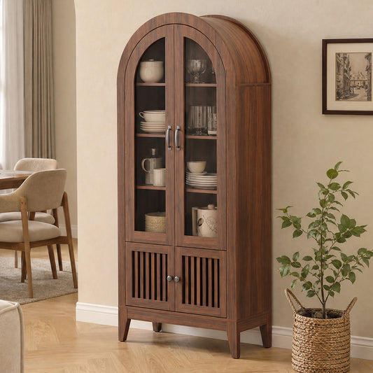 TCGBKAF Arched Kitchen Pantry Cabinet With Adjustable Shelves