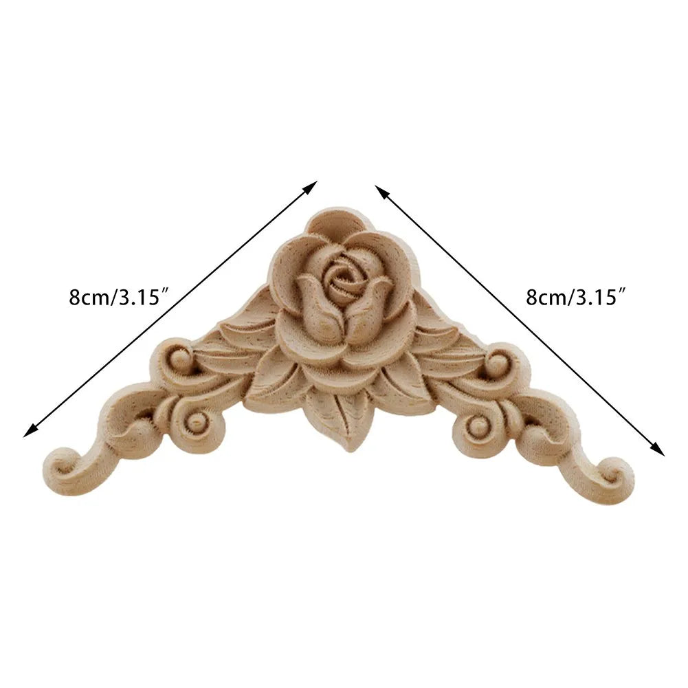Decorative Wooden Carved Corner Appliques For Walls And Doors