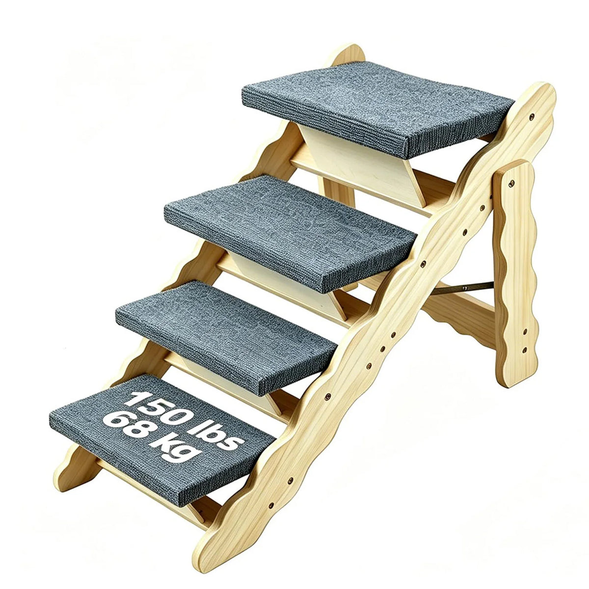 HiMISS Wooden Pet Stairs And Folding Dog Ramp For Pets