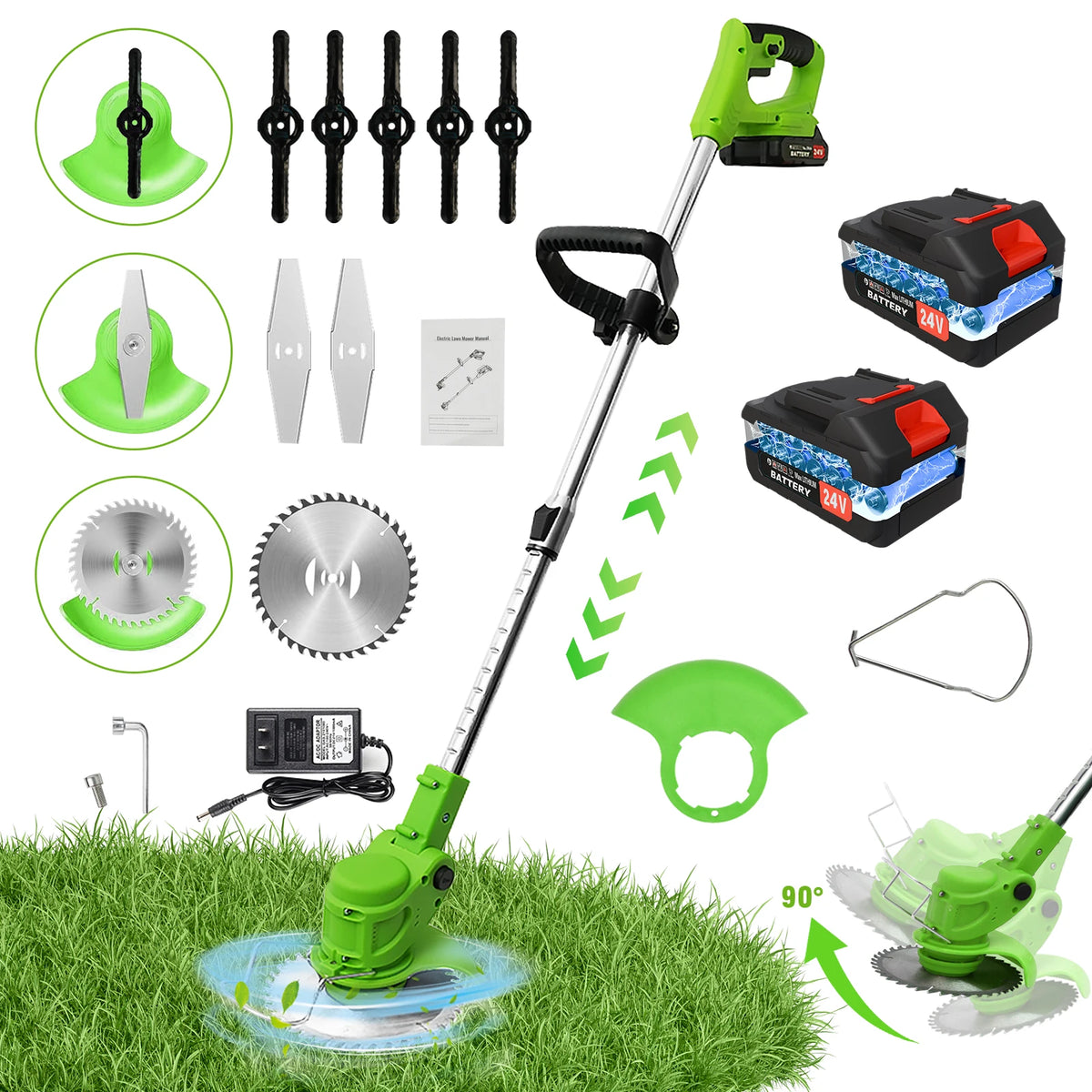 Cordless Brushless Electric Lawn Mower And Grass Trimmer Tool