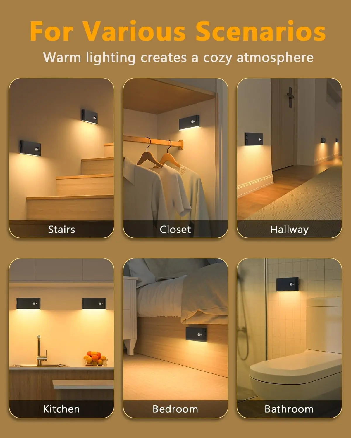 Willed Motion Sensor Stair Lights Wireless Rechargeable Indoor Night Light