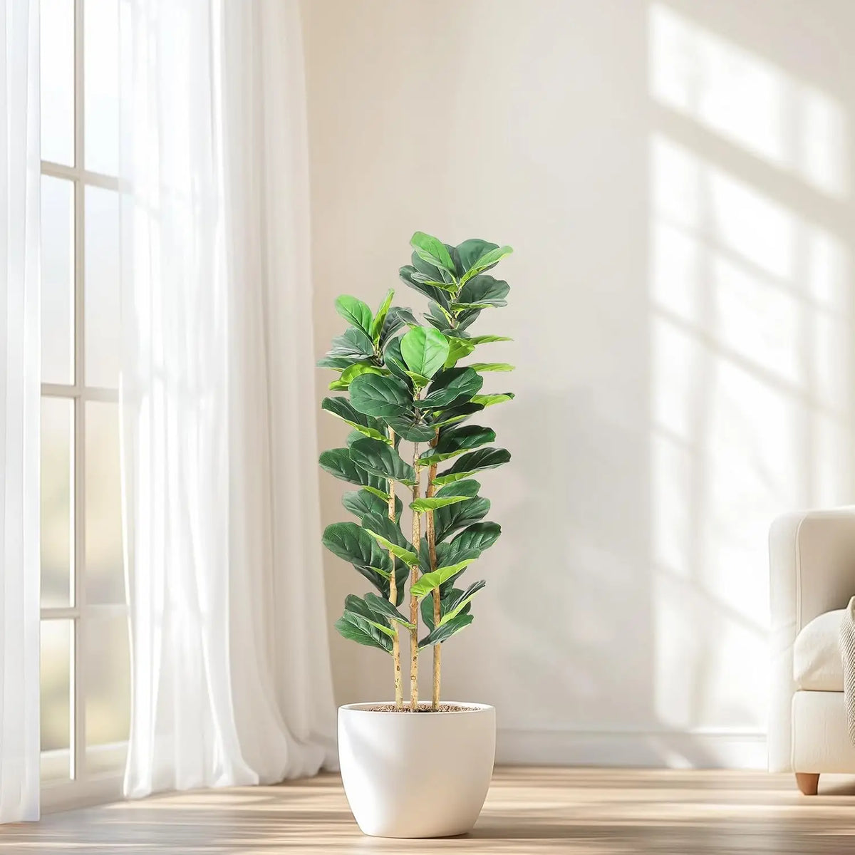 HiMISS Artificial Fiddle Leaf Fig Tree With Pot Indoor Decor