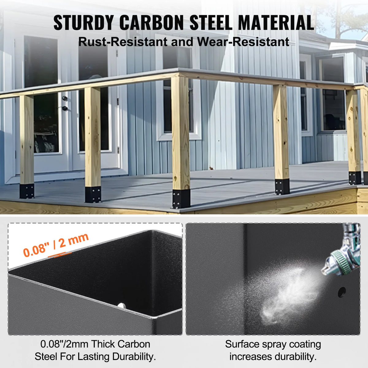 SucceBuy Powder Coated Steel Post Base Anchors for Decks