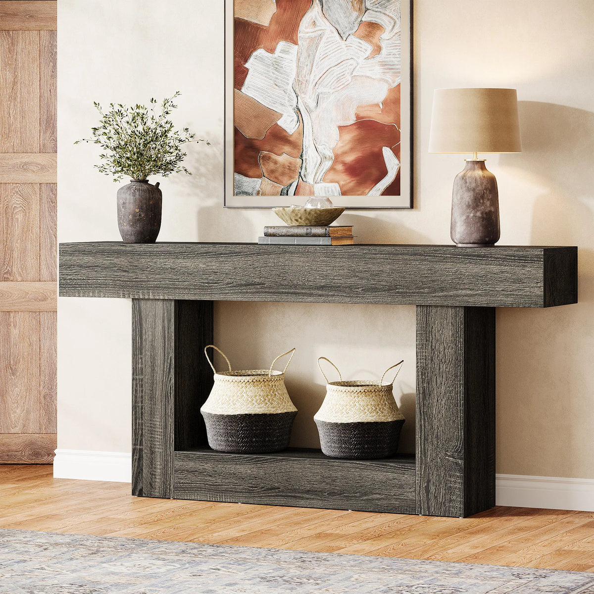 Tribesigns Farmhouse Wooden Console Table For Living Room Entryway