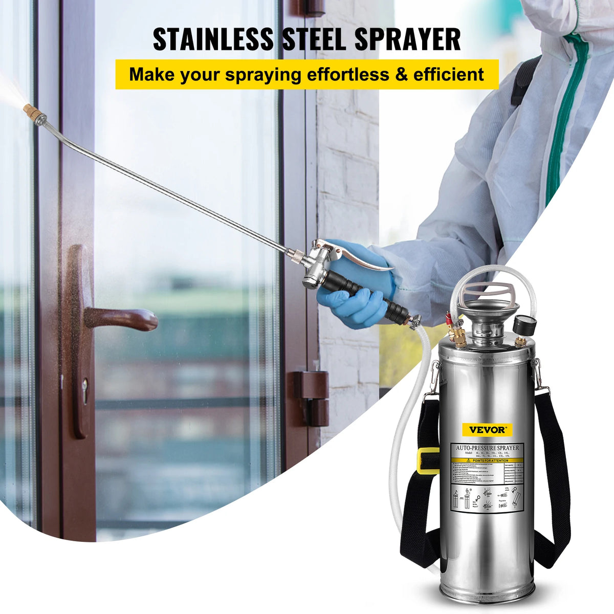 SucceBuy Stainless Steel Hand Pump Sprayer For Garden And Cleaning