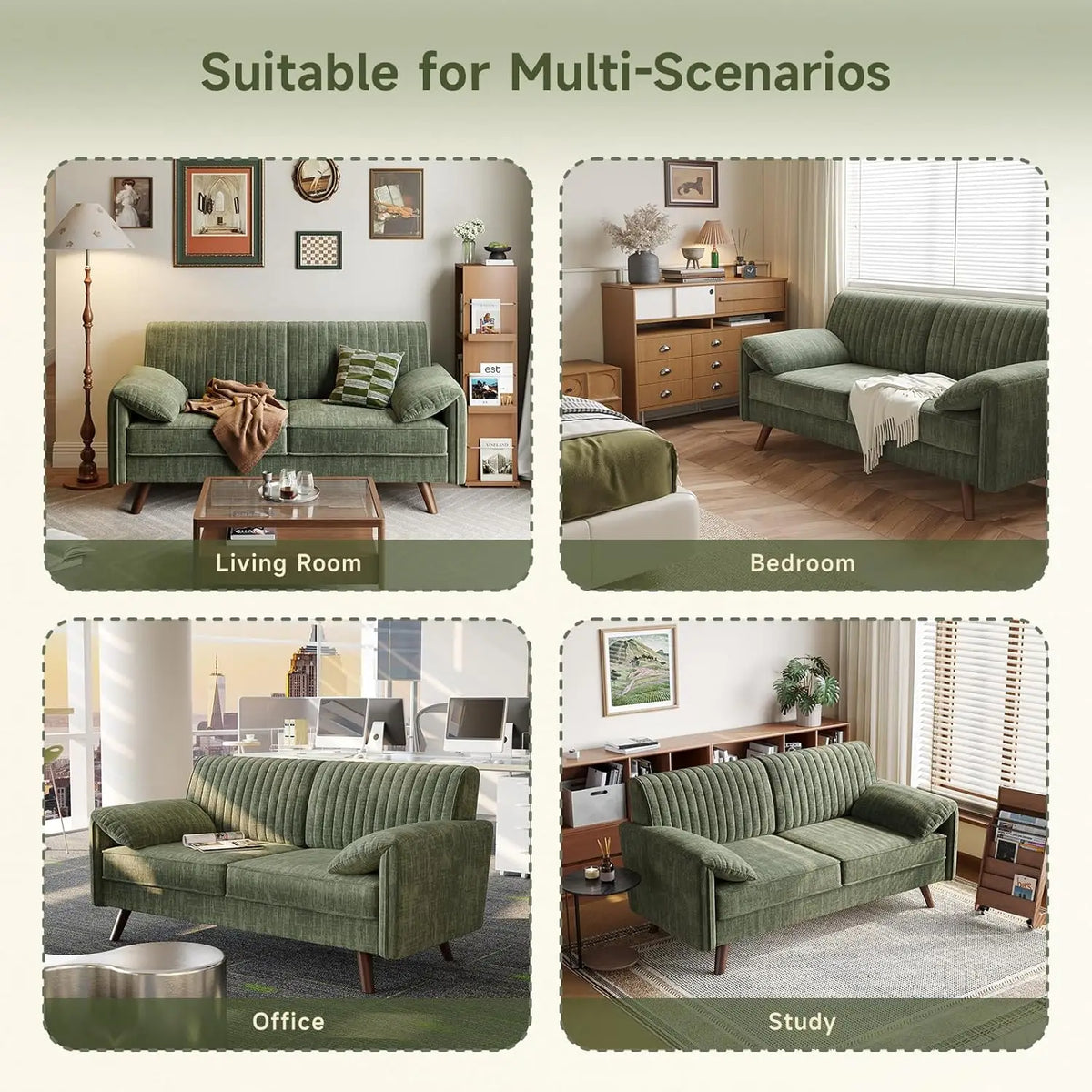 Onbrill Modern Chenille Fabric Loveseat Sofa With High Legs