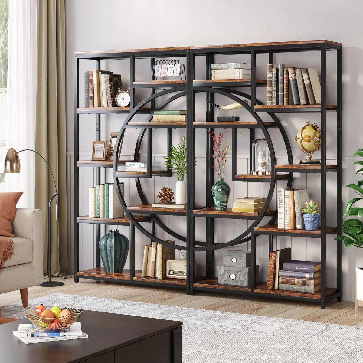 Tribesigns Five Tier Industrial Bookshelf Freestanding Display Shelf