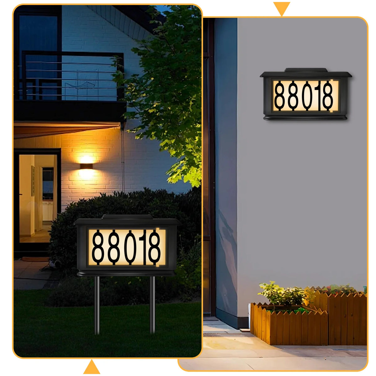 Solar Outdoor Address Sign Light With Stake Dual Light Modes