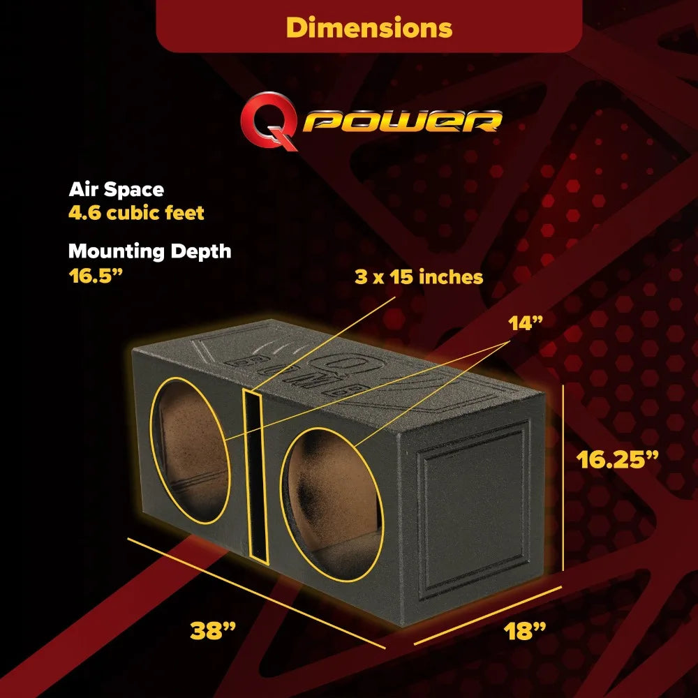 Dual Vented Port Subwoofer Enclosure With Durable Bedliner Coating