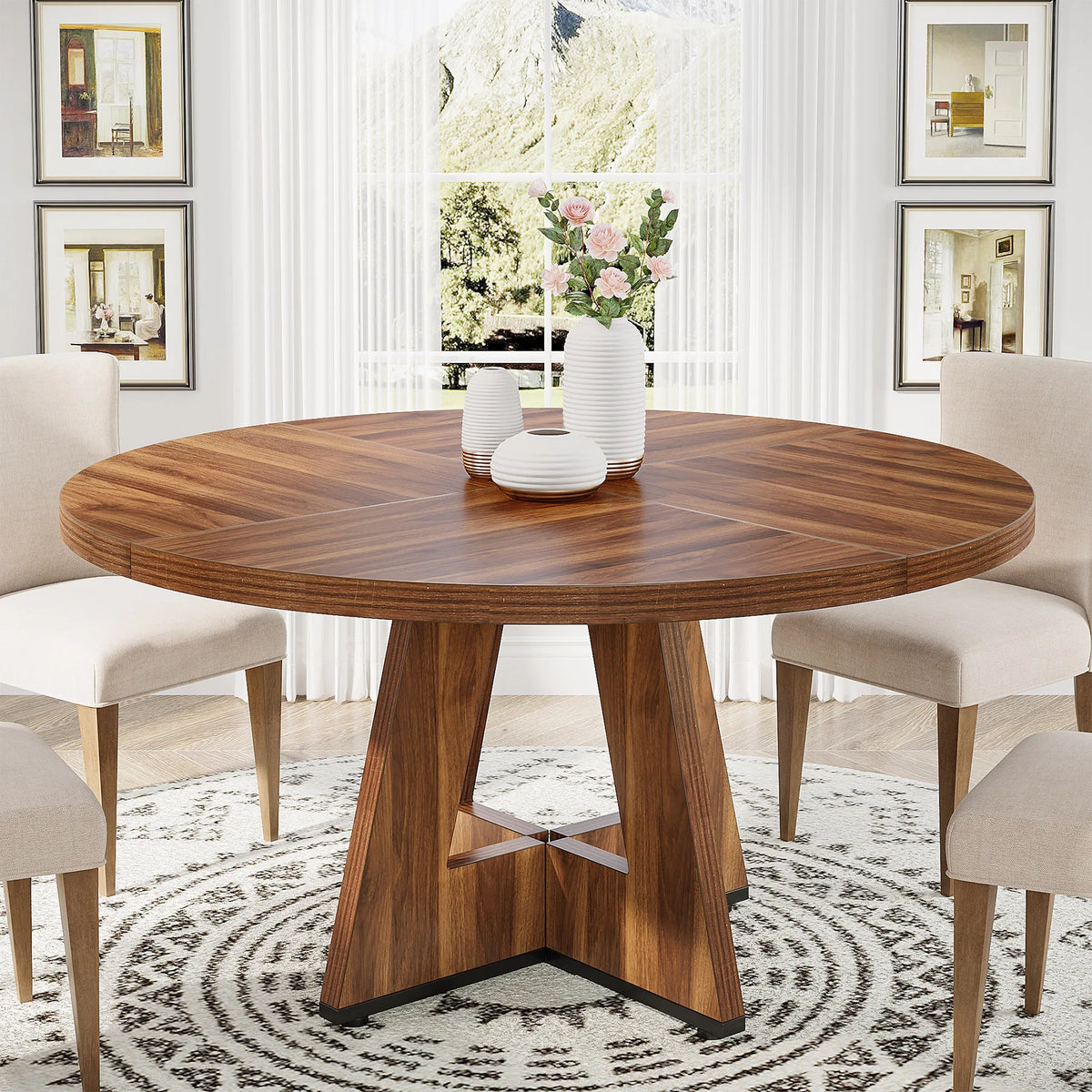 Tribesigns Round Farmhouse Kitchen Table For Dining Room Modern Design