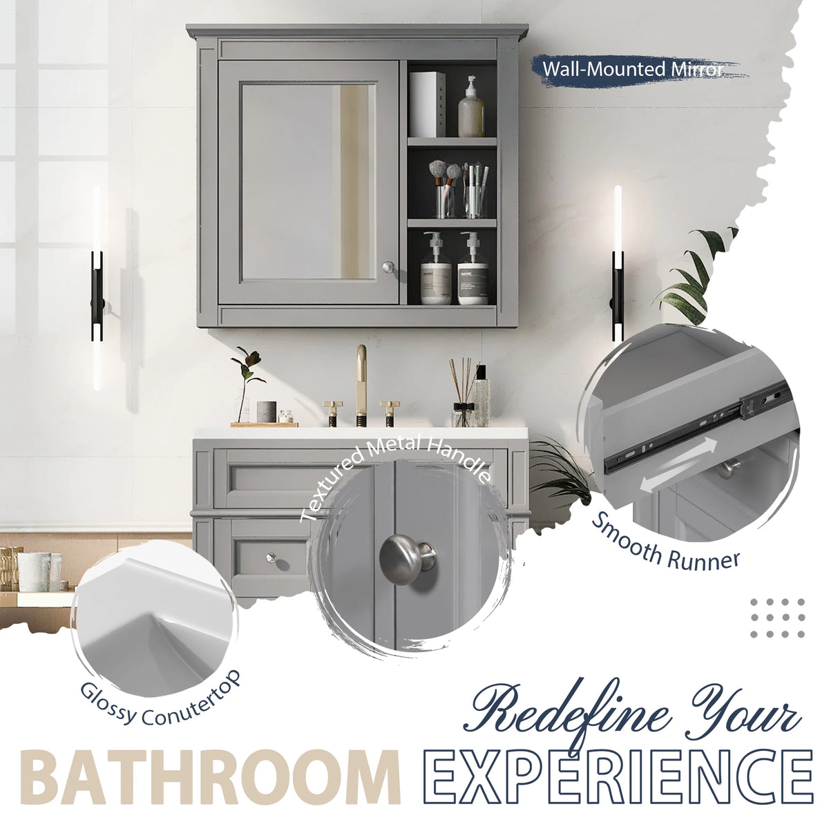 Modern Freestanding Bathroom Vanity With Ceramic Sink And Storage Cabinet