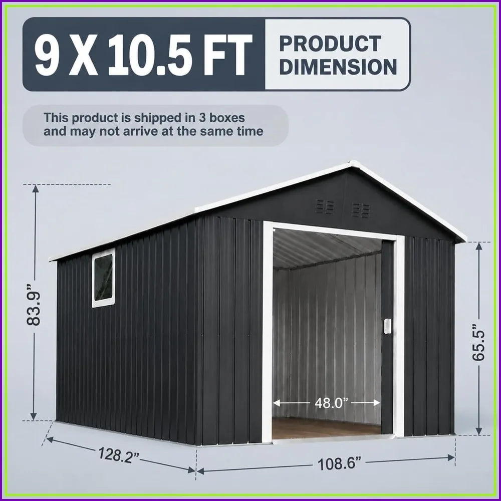 Outdoor Metal Storage Shed With Windows And Lockable Doors