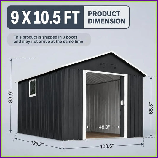 Outdoor Metal Storage Shed With Windows And Lockable Doors