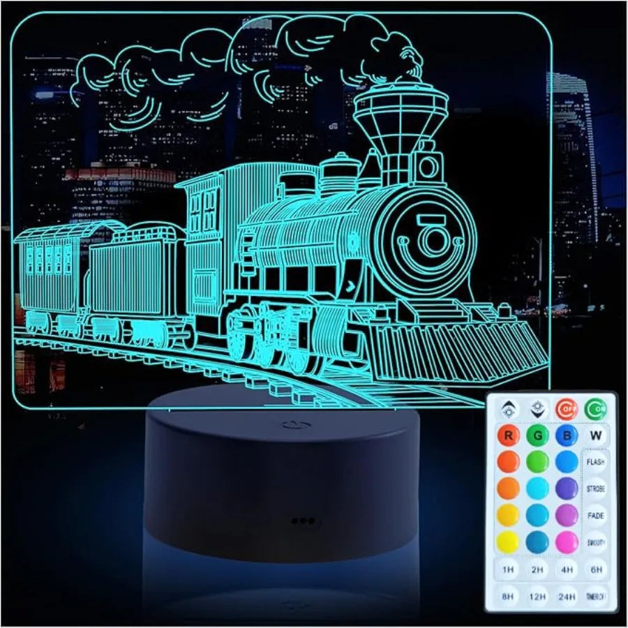 Airplane Night Light, 3D LED Illusion Night Lamp for Boys - Aircraft Themed Bedroom Lamps, Optical Illusion Lamp with Remote Co