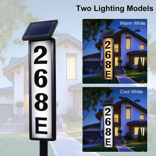 Solar Powered Outdoor Address Sign Light For Homes And Lawns