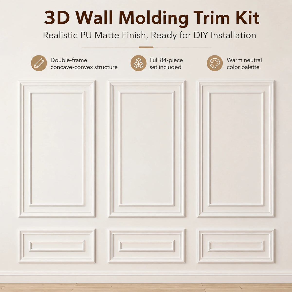 Pre Cut Wainscoting Wall Molding Kit With PU Trim Panels