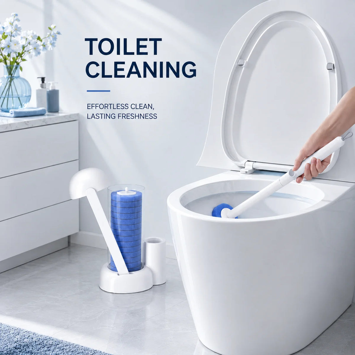 Joybos Touch Free Toilet Cleaning Wand With Replaceable Pads