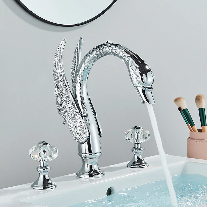 Saeuwtowy Modern Dual Handle Widespread Bathroom Basin Faucet