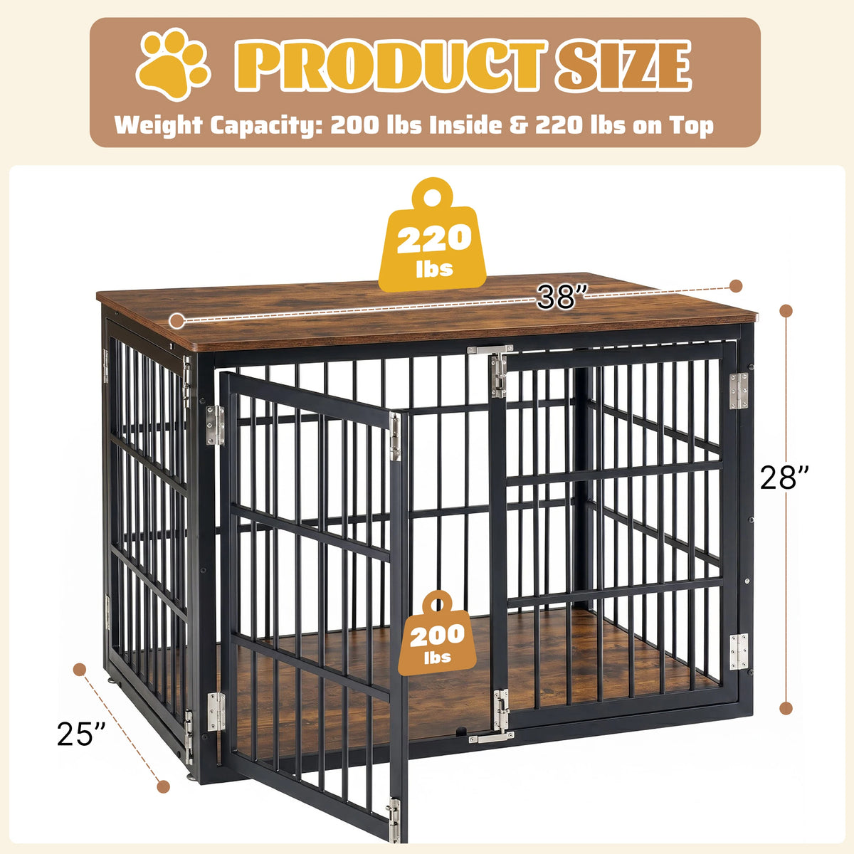 JHK Heavy Duty Iron Dog Kennel With Double Lock Doors