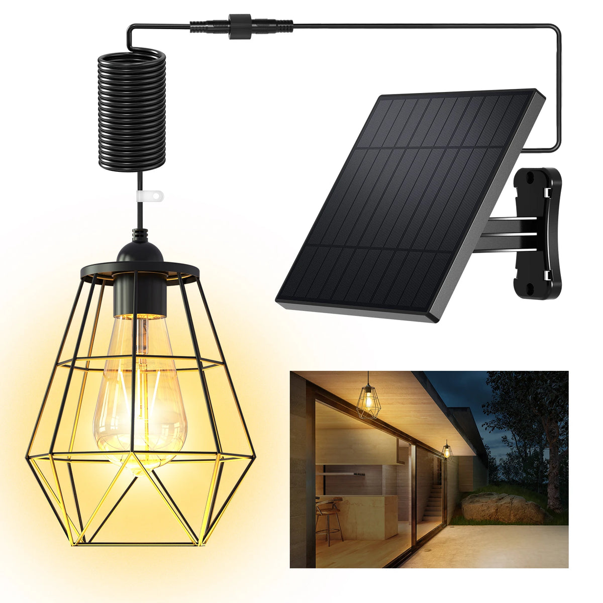 Intelamp Solar Pendant Hanging Light For Indoor Outdoor Spaces