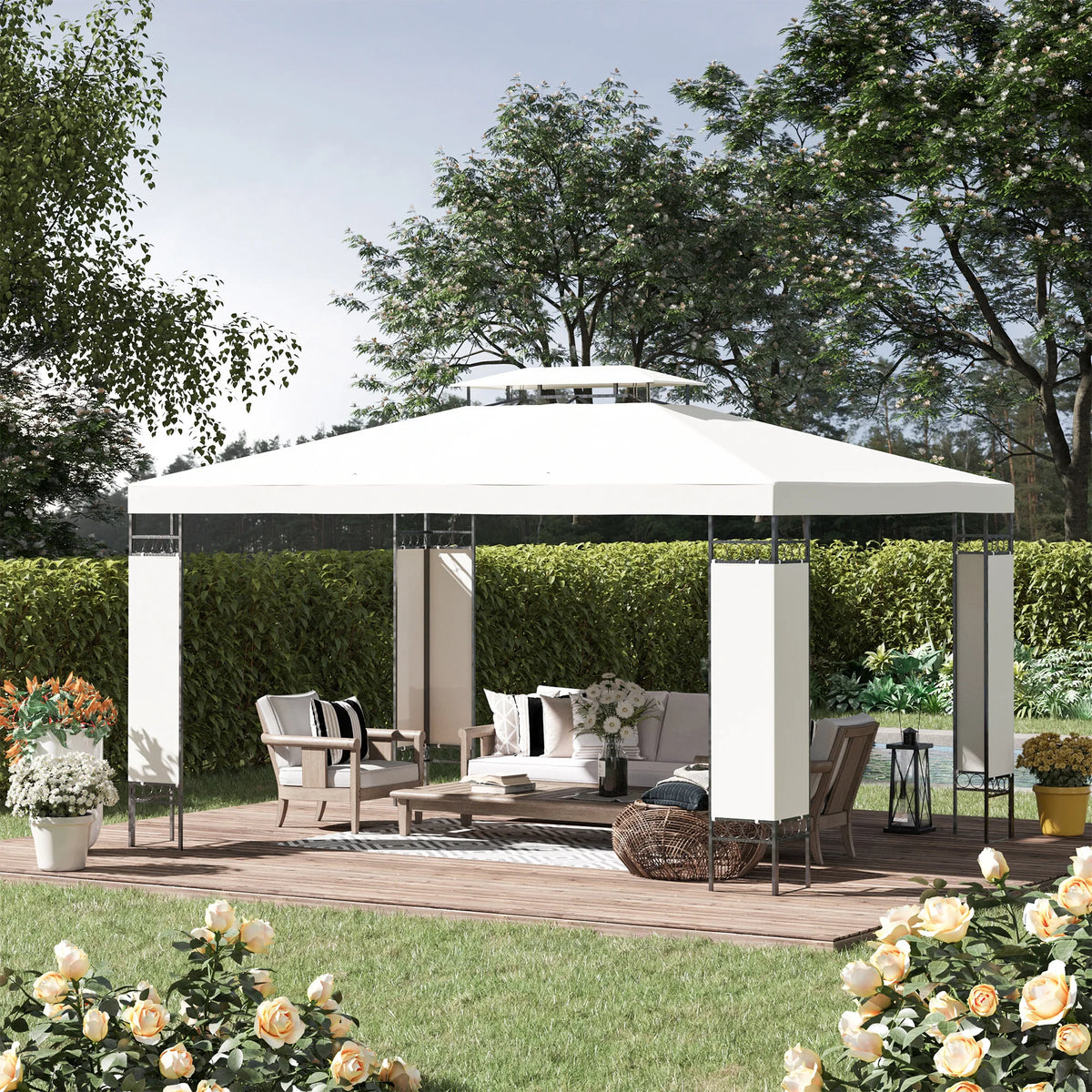 Outsunny Outdoor Patio Gazebo Canopy Shelter With Vented Roof